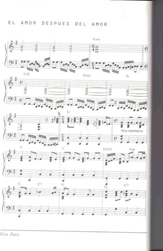 COMUNIDAD PAEZ PERU: Partitura para piano de El amor después del Amor de  Fito Páez
