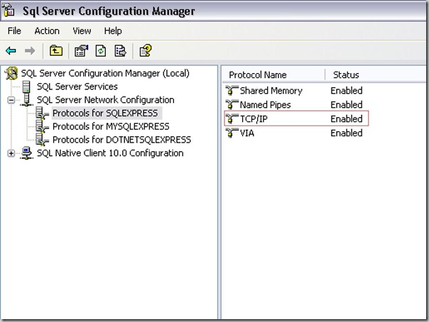 SQL Server TCP/Ip Protol configuration