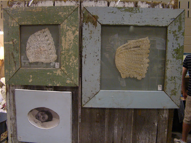 The Estate of Things chooses Framed vintage baby bonnets at Nursery Decor ideas