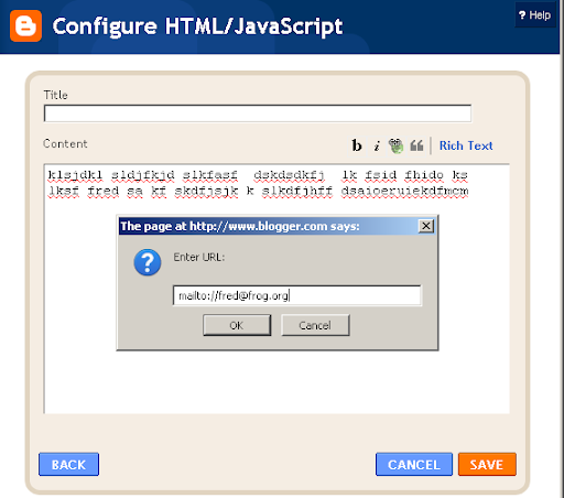 Putting email-links into your blog | Blogger-Hints-and-Tips