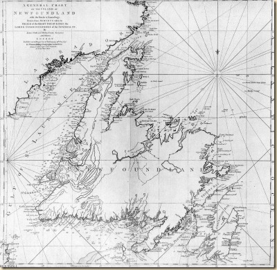 Cooks 1775 chart of Newfoundland.  Used until the 20th Century.