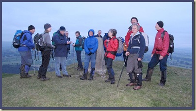 On the summit of Ecton Hill after dusk