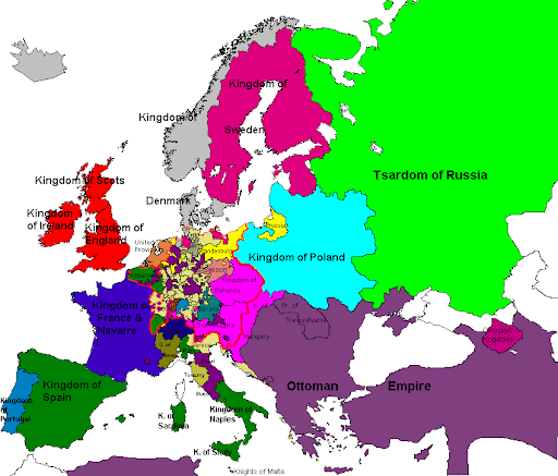 Mapa - Europa 1648