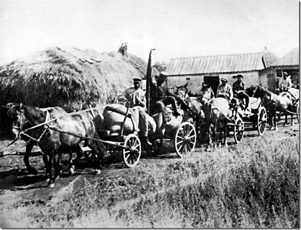 Ací es veu com les autoritats soviètiques expropiaven els llauradors la producció agrària.