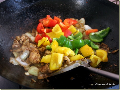 peppers chicken onions