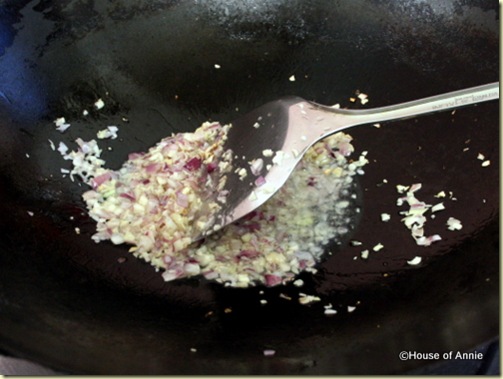 frying minced lemongrass and shallots