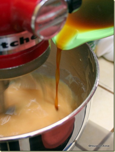  Pouring Caramel Butter Sauce in to Malaysian Honeycomb Cake Batter