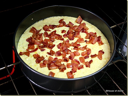 Cornbread with Bacon Going into the Oven