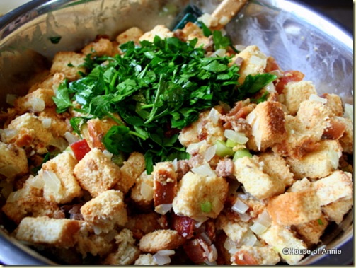 parsley on chestnut and sausage stuffing