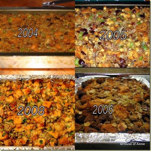 chestnut and sausage stuffing thru the years
