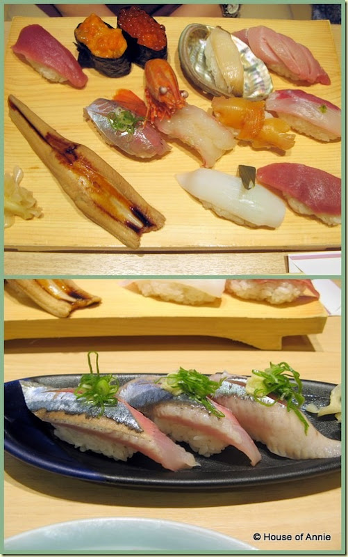 sushi platter and sanma from asahi sushi in machida