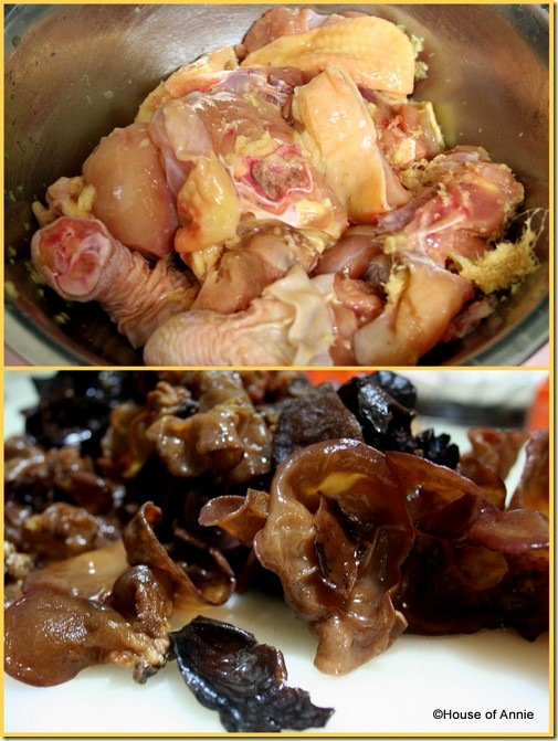 chicken and ginger and fresh black fungus