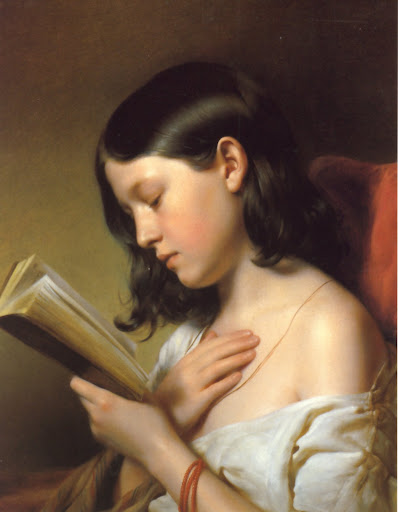 Franz Eybl [ Jeune fille lisant ] 1850