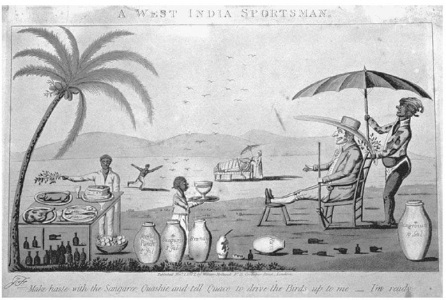 A West India Sportsman. Europe's imperial powers built their colonies on a racial hierarchy that exploited the indigenous population and imported Africans as slaves. This cartoon, published in England in 1807, satirizes the situation as it developed in colonial Jamaica. 