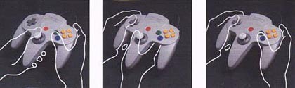 Gráfico mostrando as 3 formas de se utilizar o controle do N64 - A História dos Vídeo Games - Nintendo Blast