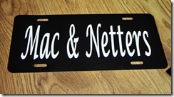Mac and Netters License Plate