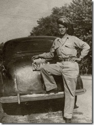 Dad leaning on car Antique