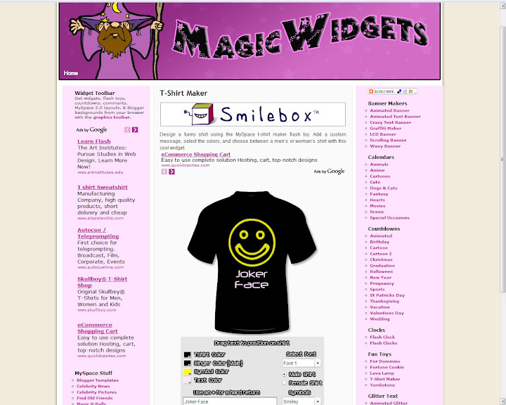 T-Shirt Maker - Layouts de camisas para o MySpace
