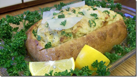 Lemon and Basil Eggs over Foccacia Bread 
