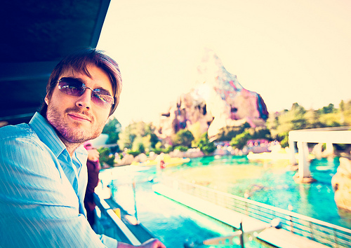 Pete in front of the Matterhorn, Disneyland