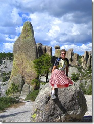 me in skirt on rock