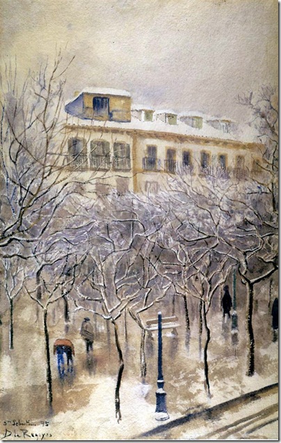 Darío de Regoyos -el boulevard donostiarra nevado 1895