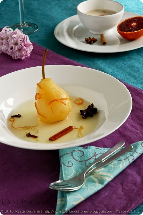 Prosecco Pears with Blood Orange Mascarpone Cream (01) by MeetaK
