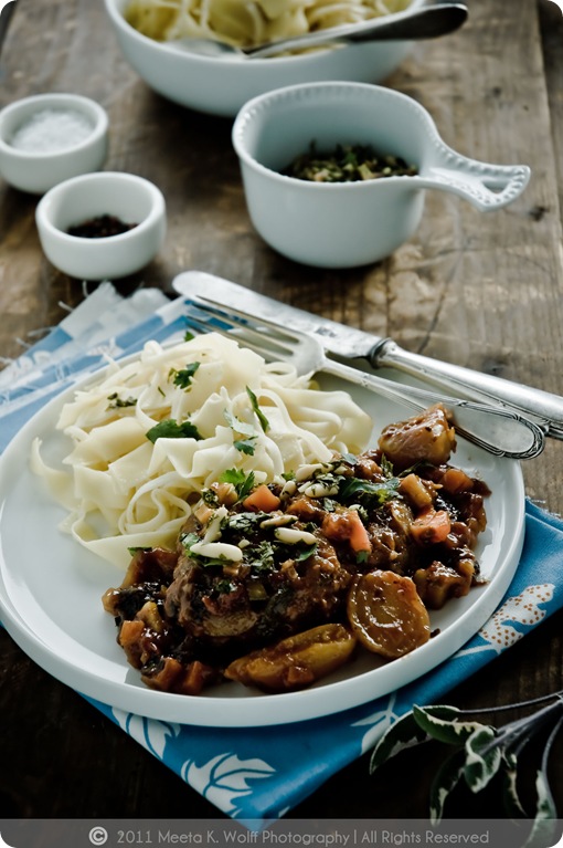 Ossobuco with Prunes, Apricots and Saffron  (0019) by Meeta K. Wolff