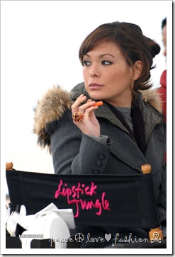 <<filming>> on location for "Lipstick Jungle" on the streets of Brooklyn on November 5, 2008 in New York City.