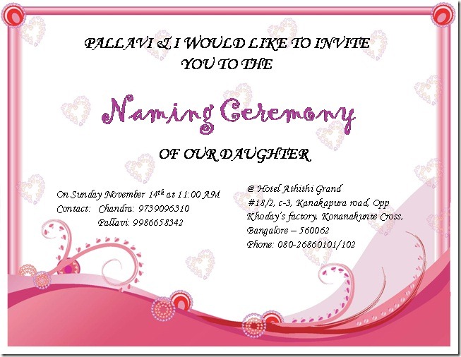 Naming Ceremony Invitation Premium Naming Ceremony Invitation