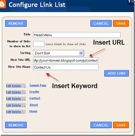 configure link list