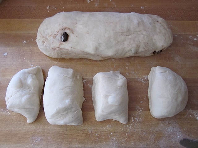 cut dough into small chunks 