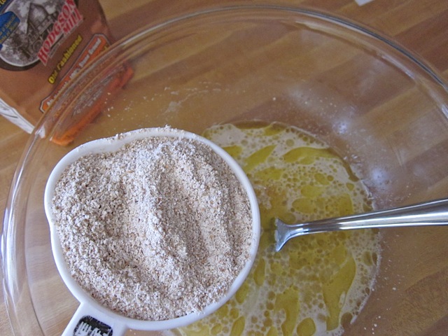 stone ground whole wheat flour to be stirred into wet ingredient mixture 