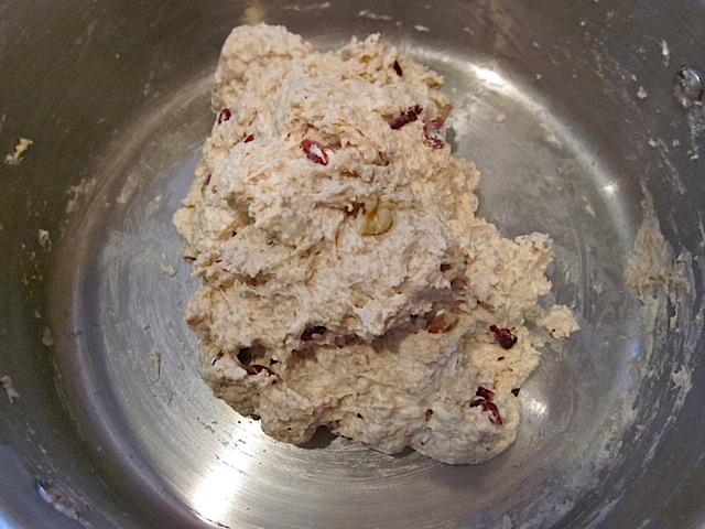 water added to dry ingredients to make dough ball 
