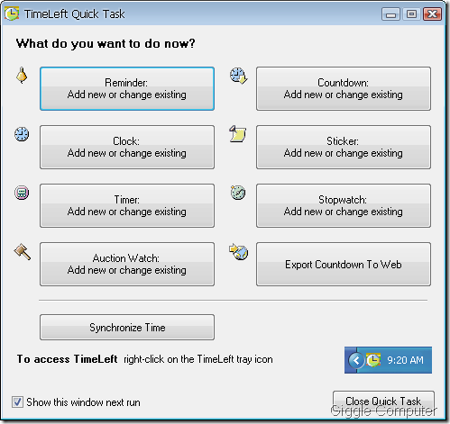 Timeleft - main menu