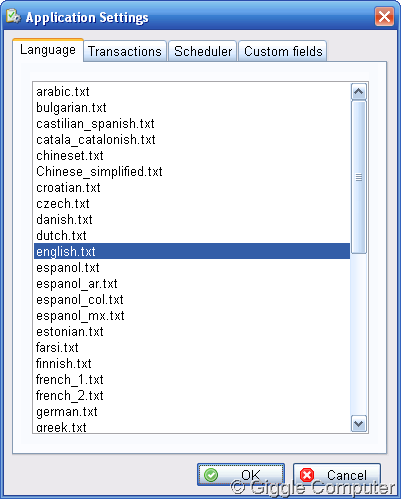 Personal Finances Free - Settings - Language
