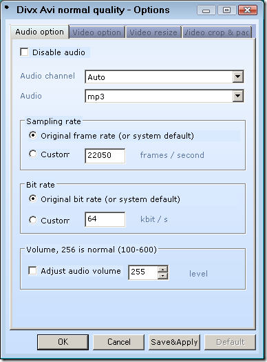 E.M Free PowerPoint Video Converter - Video options