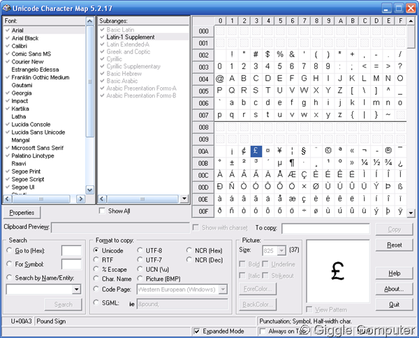 Unicode Character Map