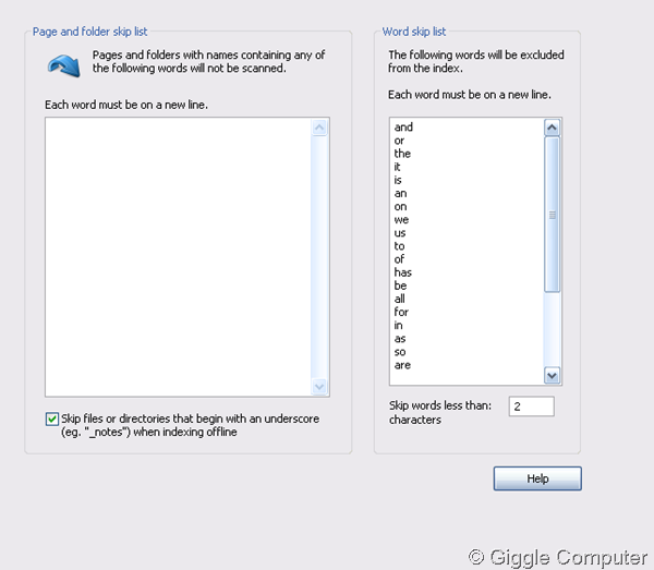 Skip options