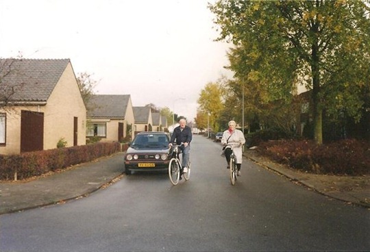 Oma and Opa - during the 1990's on bicycles in the Netherlands