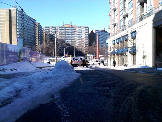 Toronto snow bump-out traffic calming measure