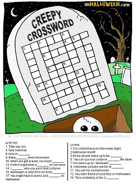 I M Halloween Creepy Crossword
