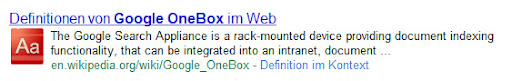 Google Onebox Defition