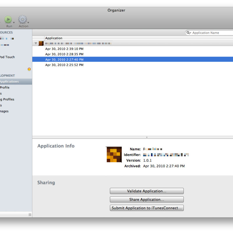 Xcode 3.2: Build and Archive
