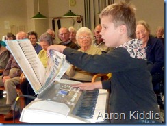 One of Carole Littlejohn's students, Aaron Kiddie, played three pieces for the Concert on his Casio keyboard. Photo courtesy of Colleen Kerr