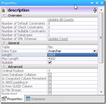 DatabaseSpy Graphical Design Properties Helper Window