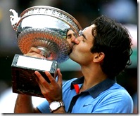 Federer winning the French Open