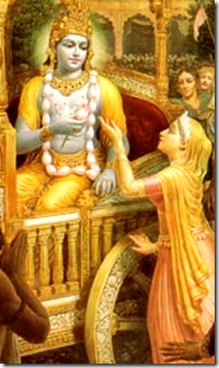 Kunti praying to Krishna