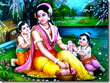 Lava and Kusha with Mother Sita Devi