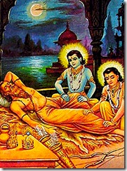 Rama and Lakshmana serving sage Vishvamitra